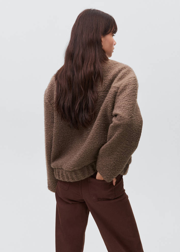 Shearling-effect bomber jacket — Brown