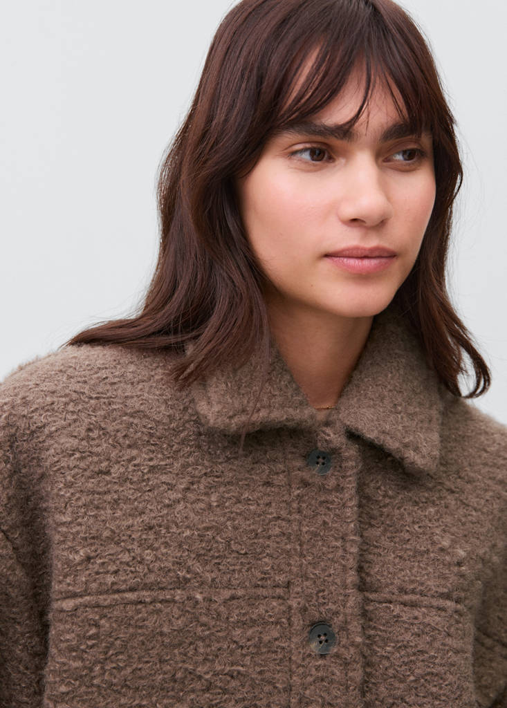 Shearling-effect bomber jacket — Brown