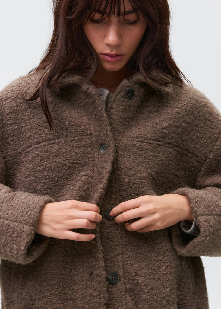 Shearling-effect bomber jacket — Brown