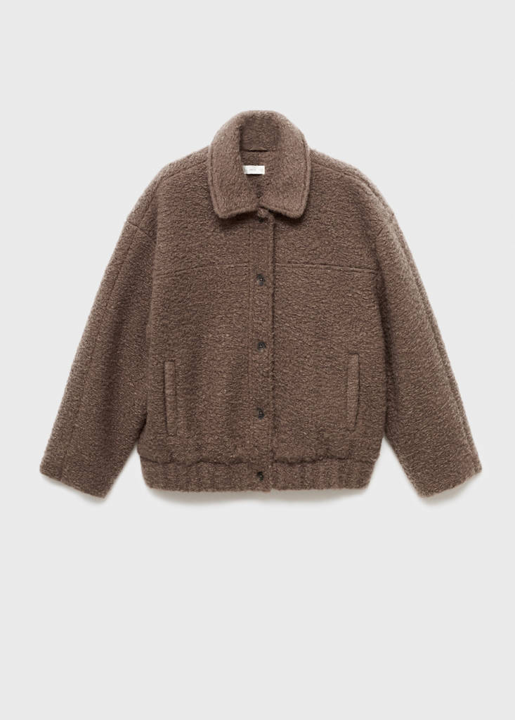 Shearling-effect bomber jacket — Brown