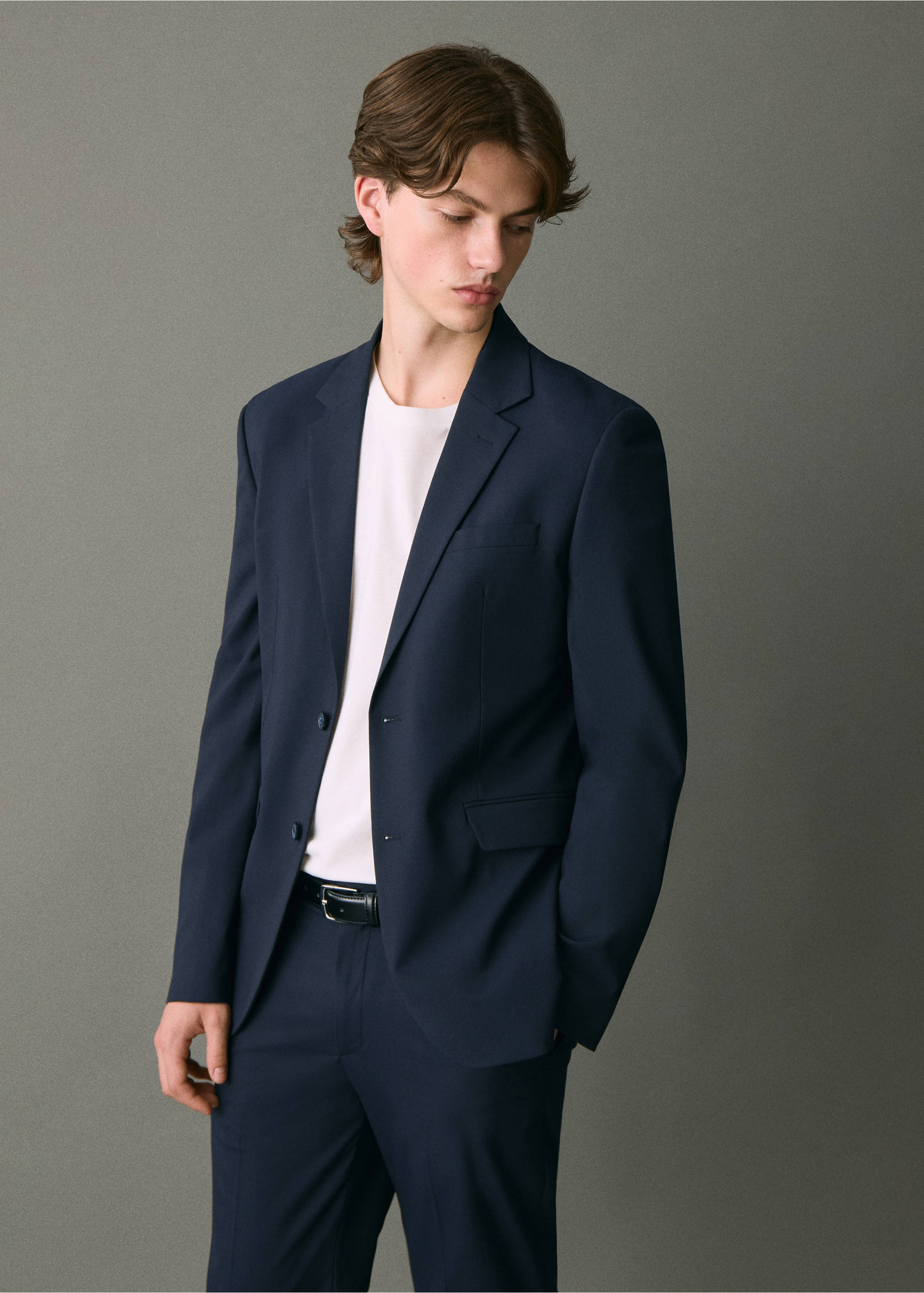 Straight-fit suit jacket - Medium plane, Navy. Ref: 17096326-00.