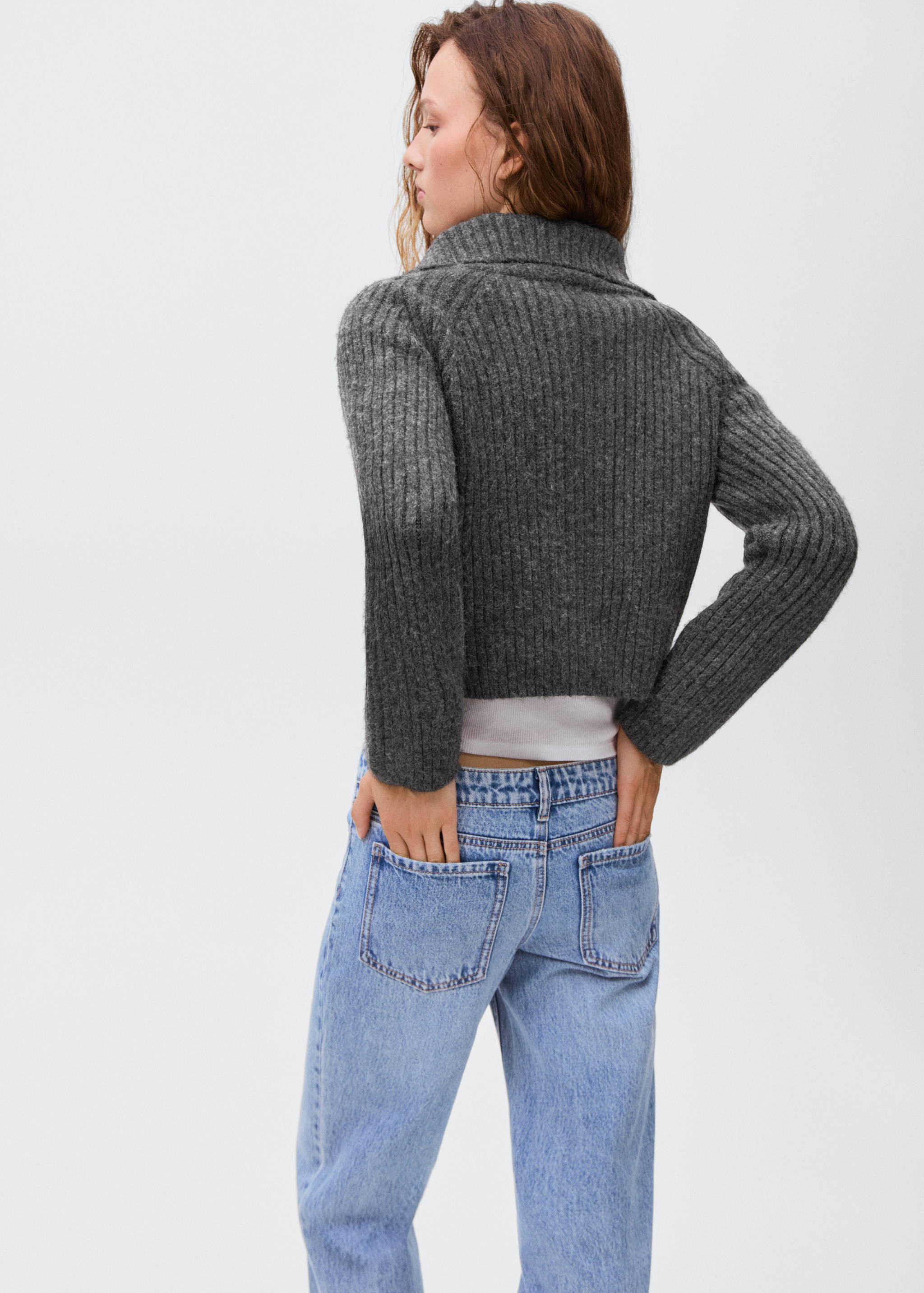 Cardigan de malha com fecho de correr - Verso do artigo