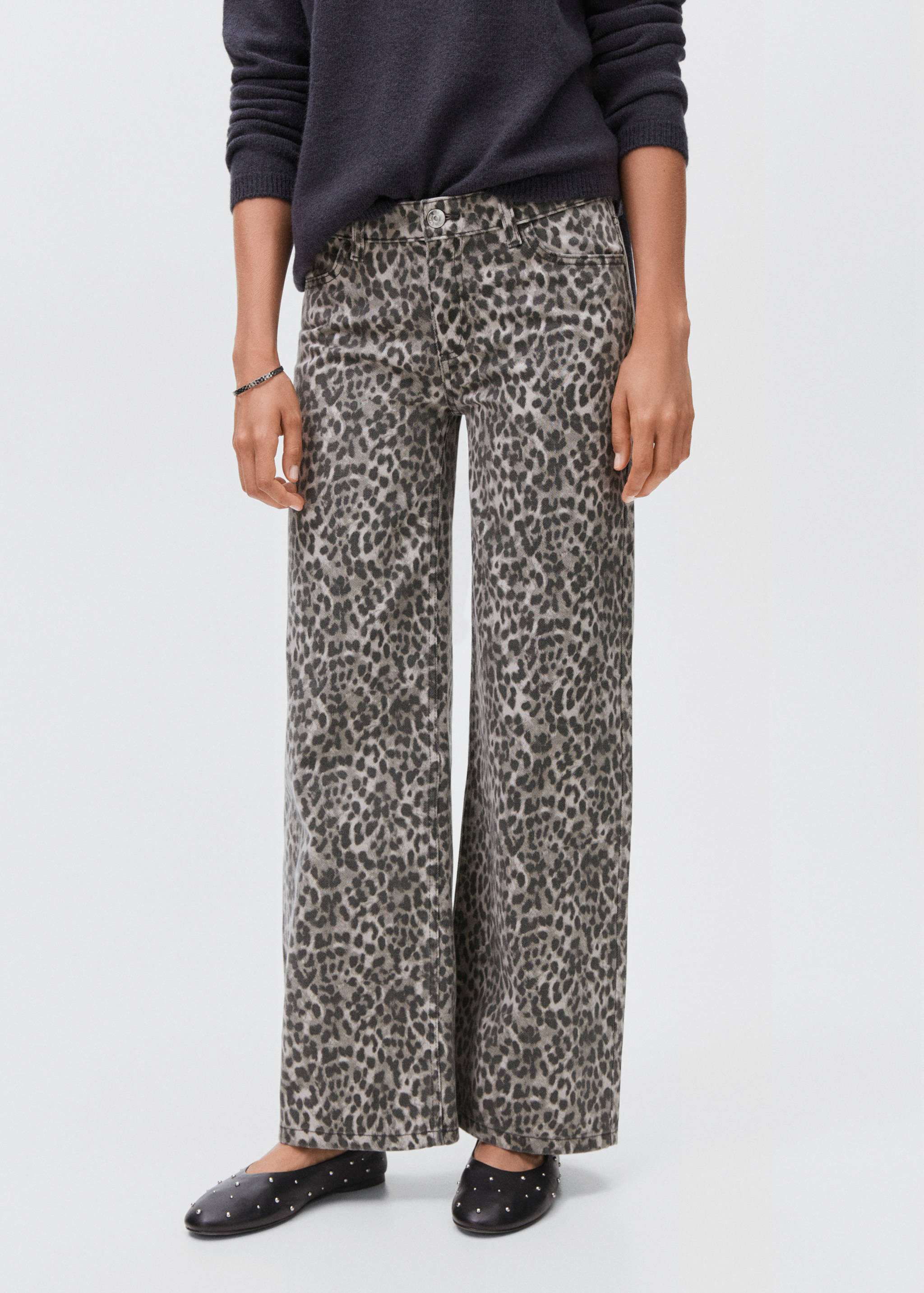 Leopard-print wide leg jeans - Medium plane