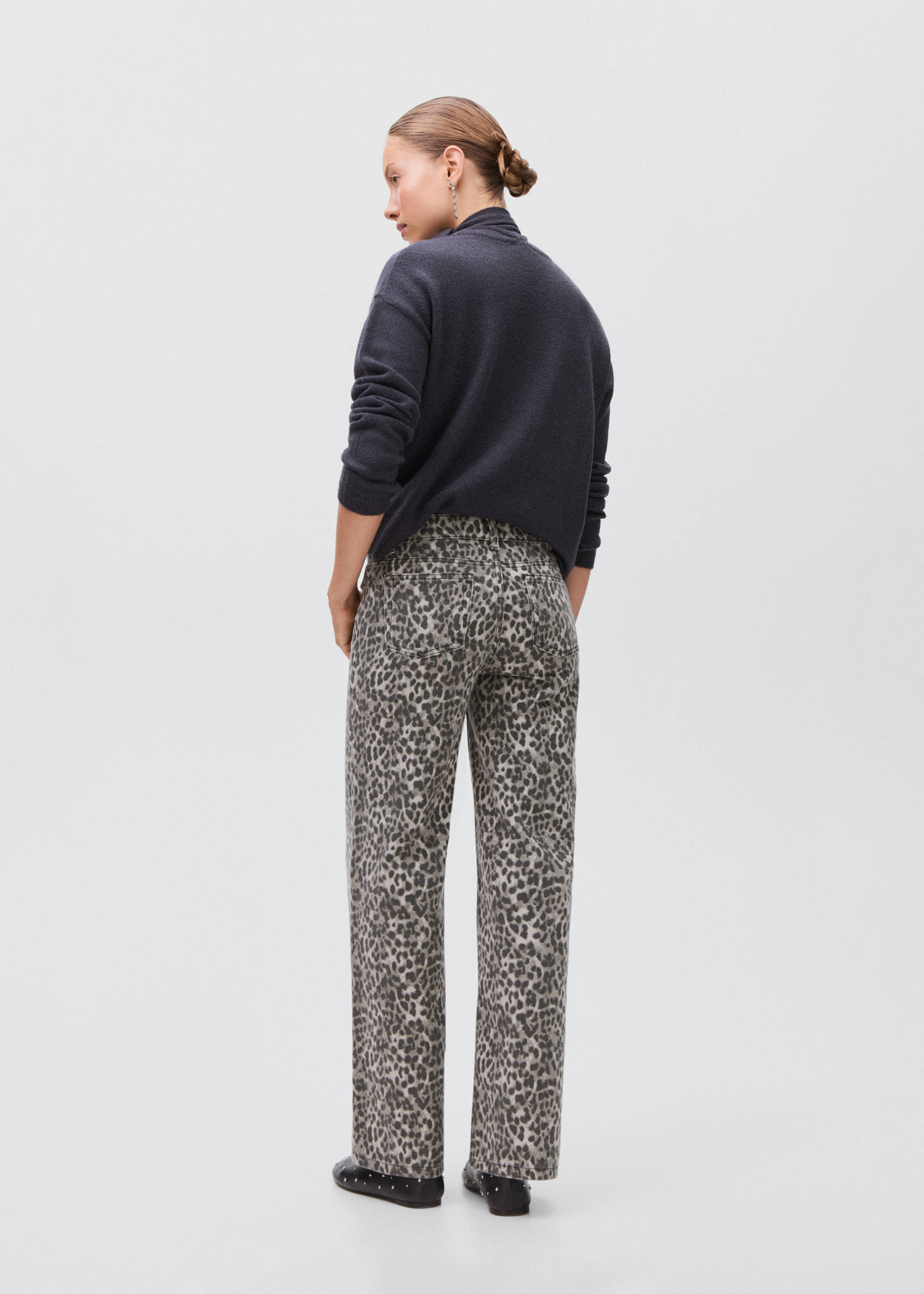 Leopard-print wide leg jeans - Reverse of the article