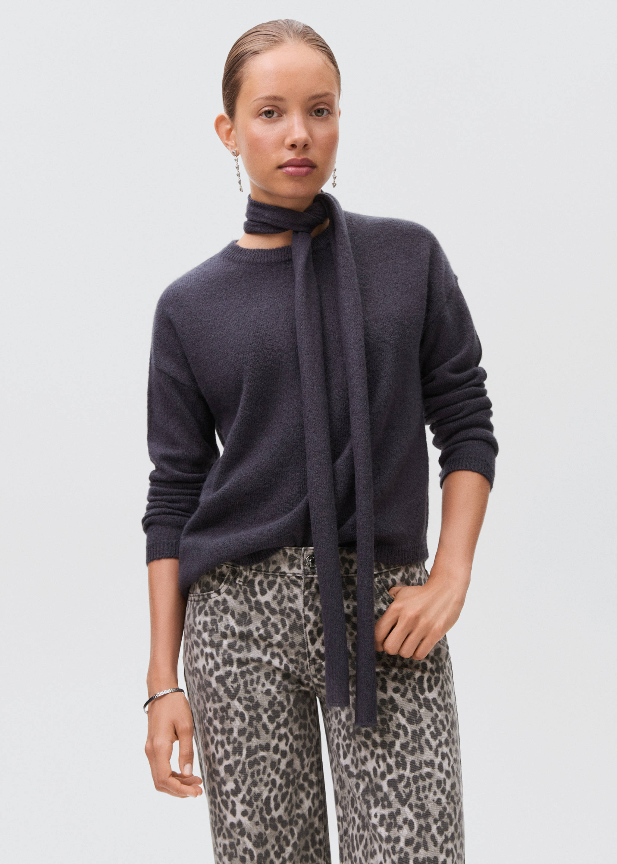 Leopard-print wide leg jeans - Details of the article 2