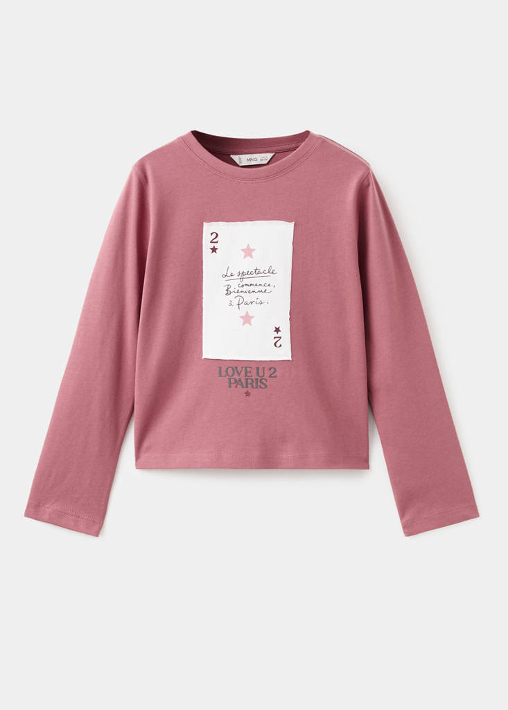 MANGO KIDS - T-shirt en coton brodé fraise - 9-10 ans - Fille