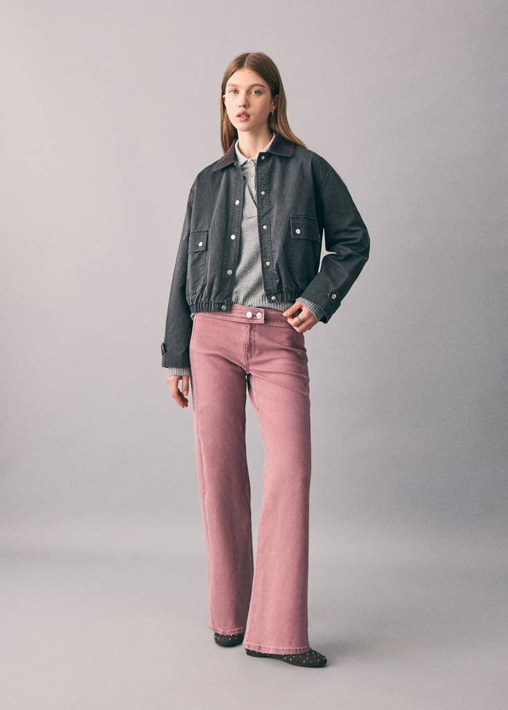 Low-waist straight-leg jeans — Pink