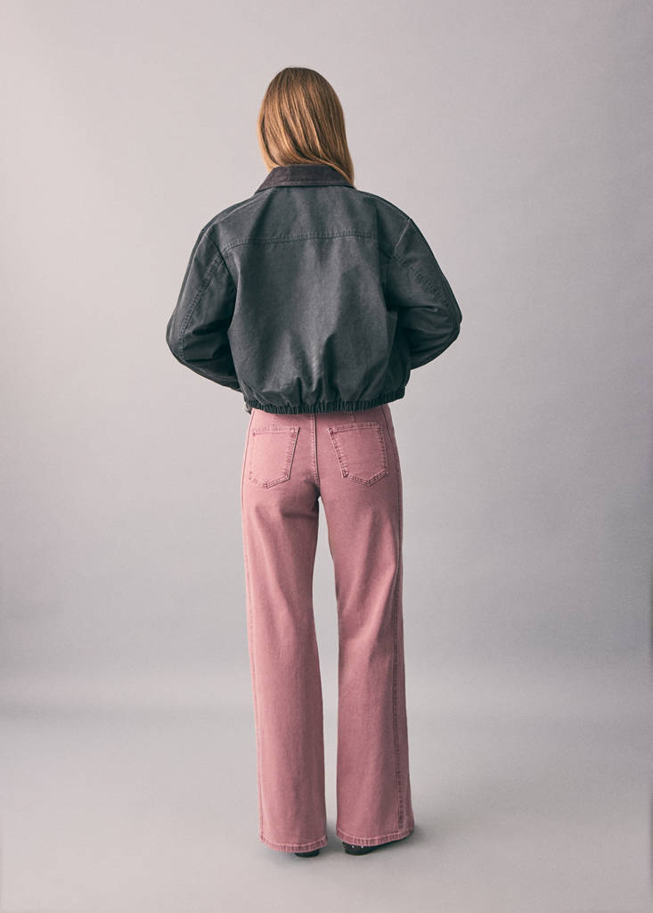Low-waist straight-leg jeans — Pink