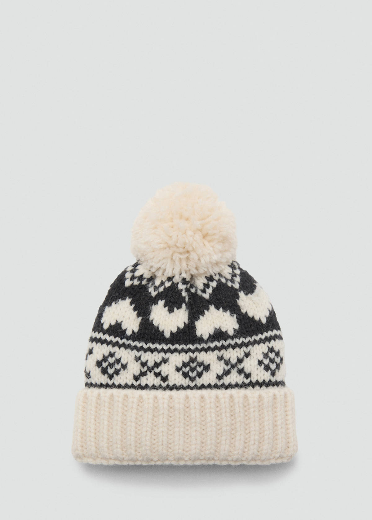 Knitted bobble hat — Ecru