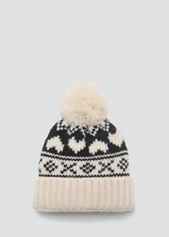 Knitted bobble hat — Ecru 1