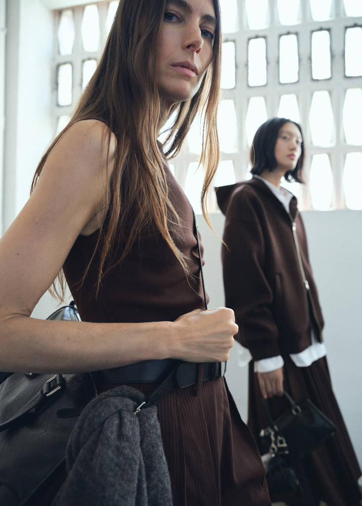Pinstripe jumpsuit combination — Chocolate