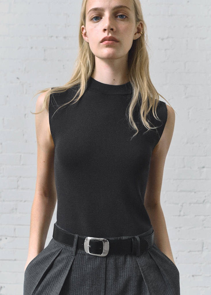 Pinstripe jumpsuit combination — Medium Heather Grey