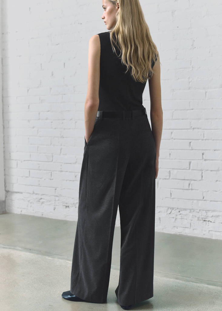 Pinstripe jumpsuit combination — Medium Heather Grey
