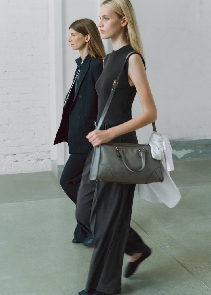 Pinstripe jumpsuit combination — Medium Heather Grey