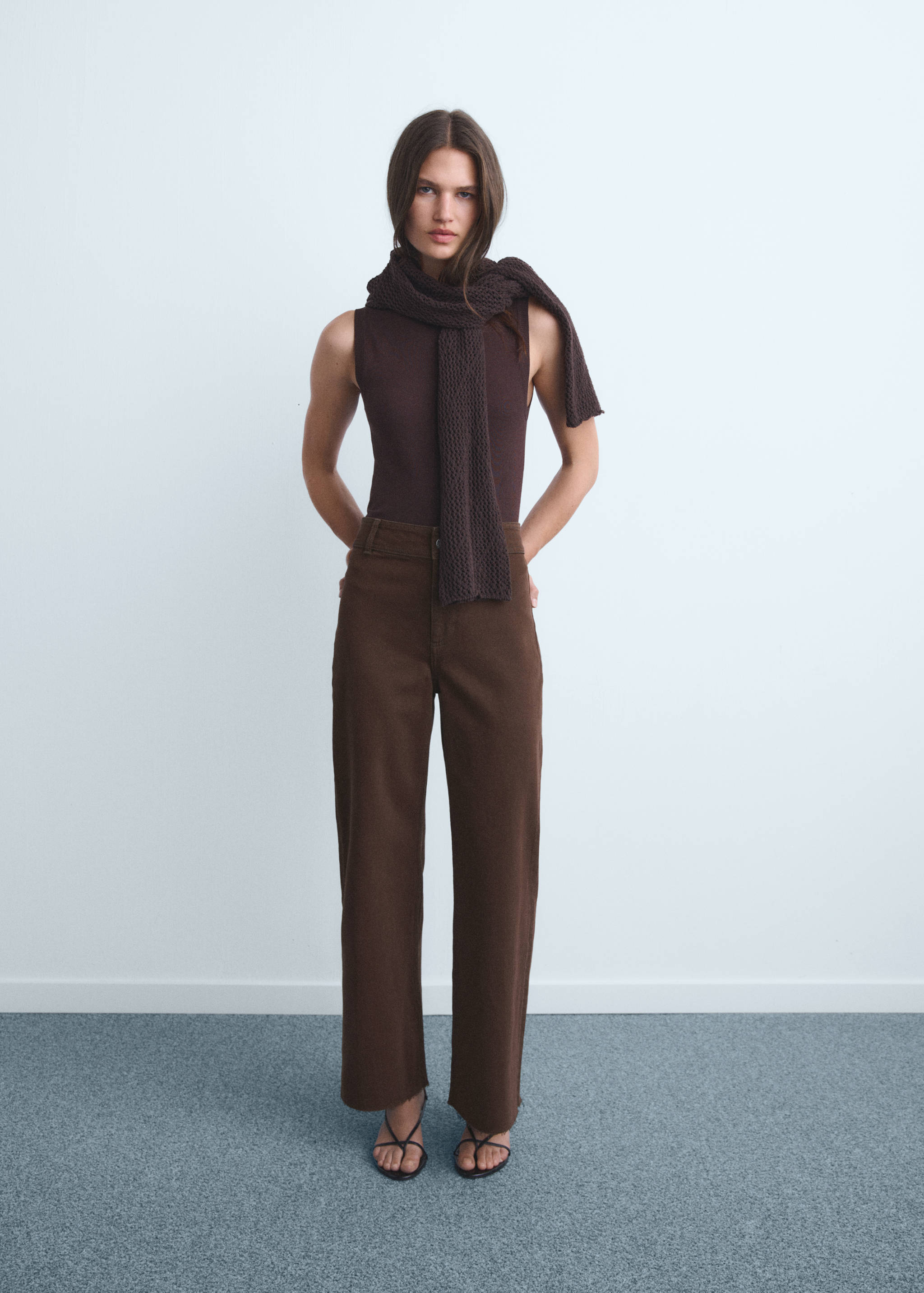 Catherin culotte fazonú, magas derekú farmernadrág - Általános sík