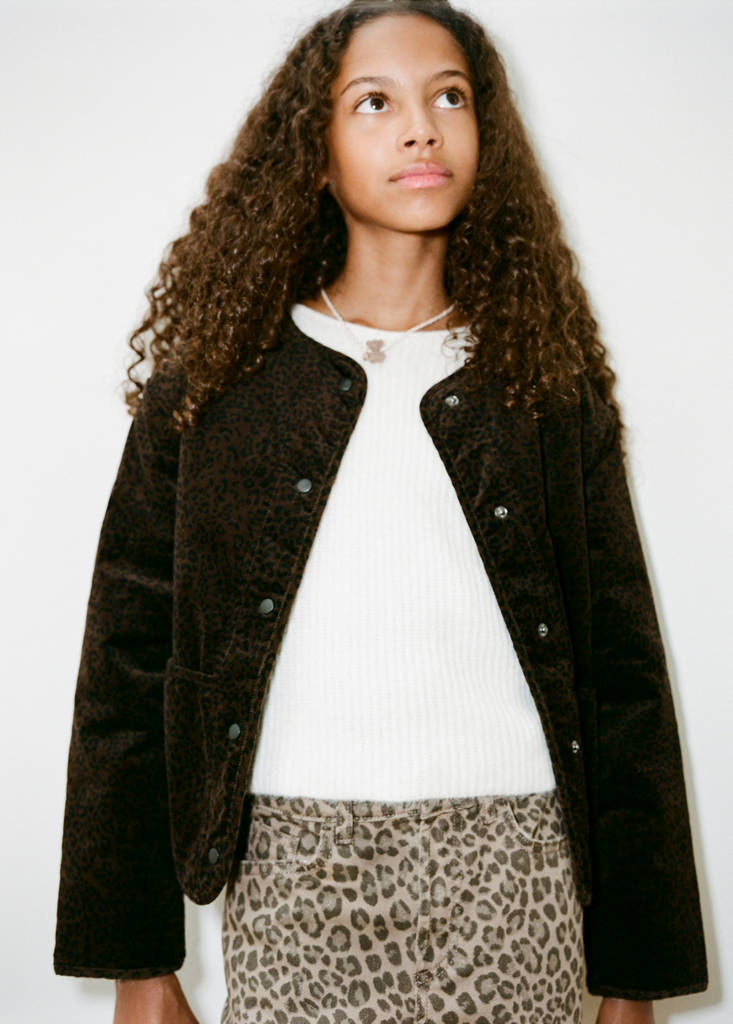 Leopard-print bomber jacket — Brown