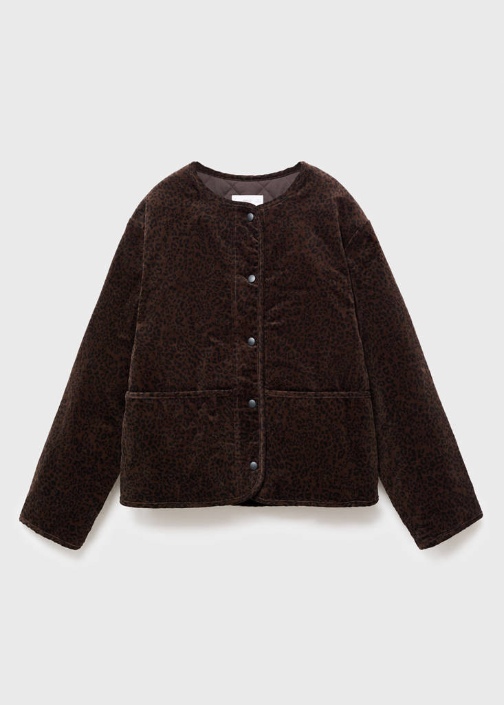 Leopard-print bomber jacket — Brown
