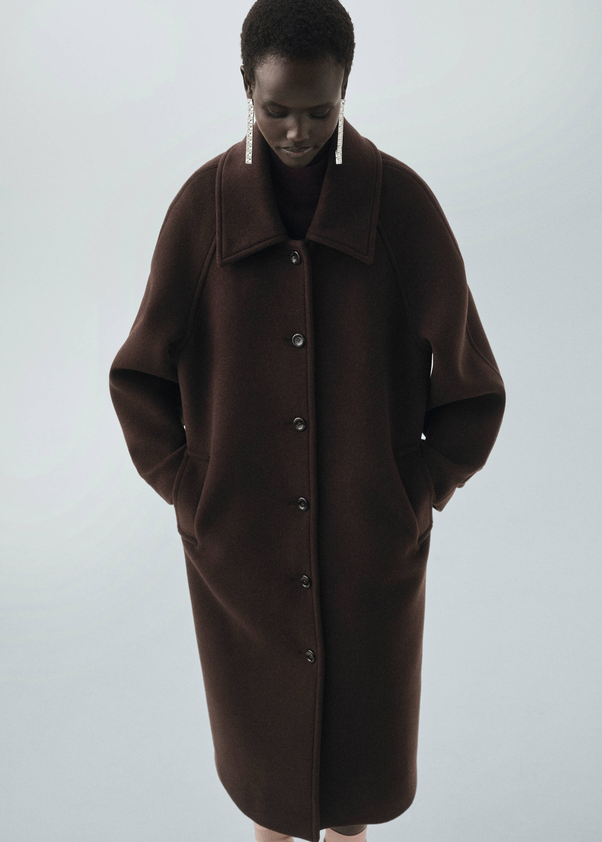 Παλτό μαλλί κουμπιά - Μεσαίο πλάνο