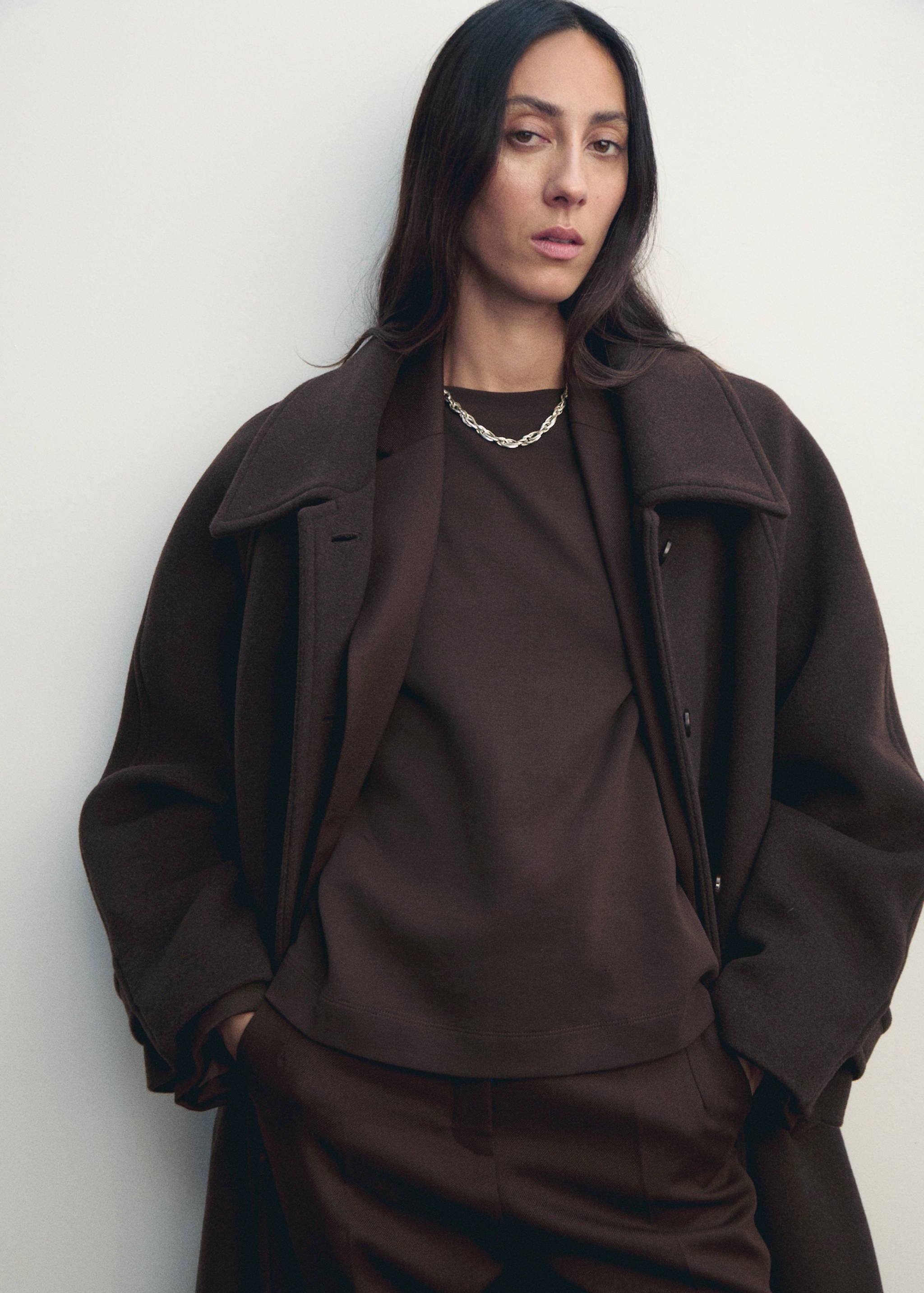 Παλτό μαλλί κουμπιά - Μεσαίο πλάνο