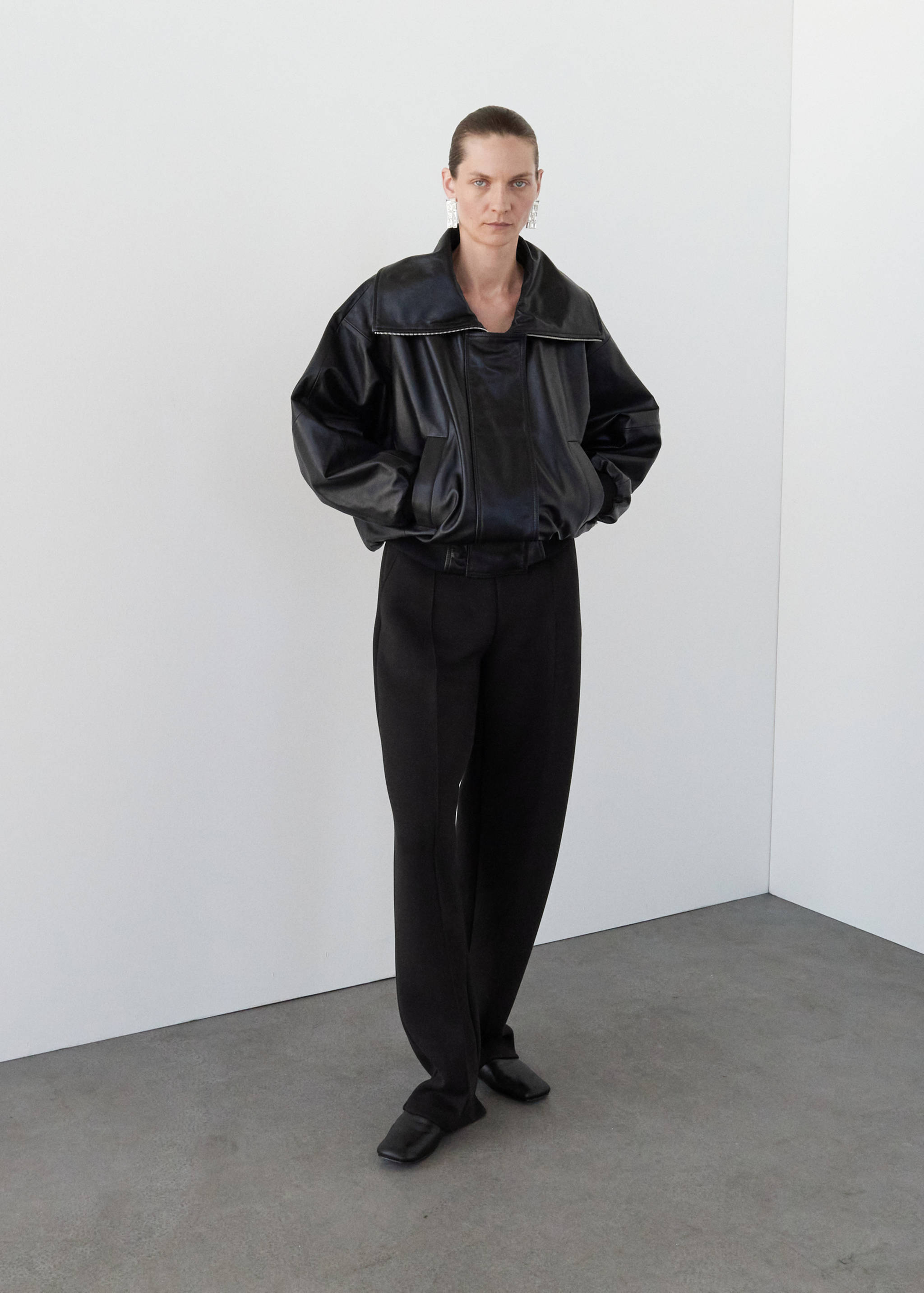 Veste 100 % cuir avec col revers - Plan général