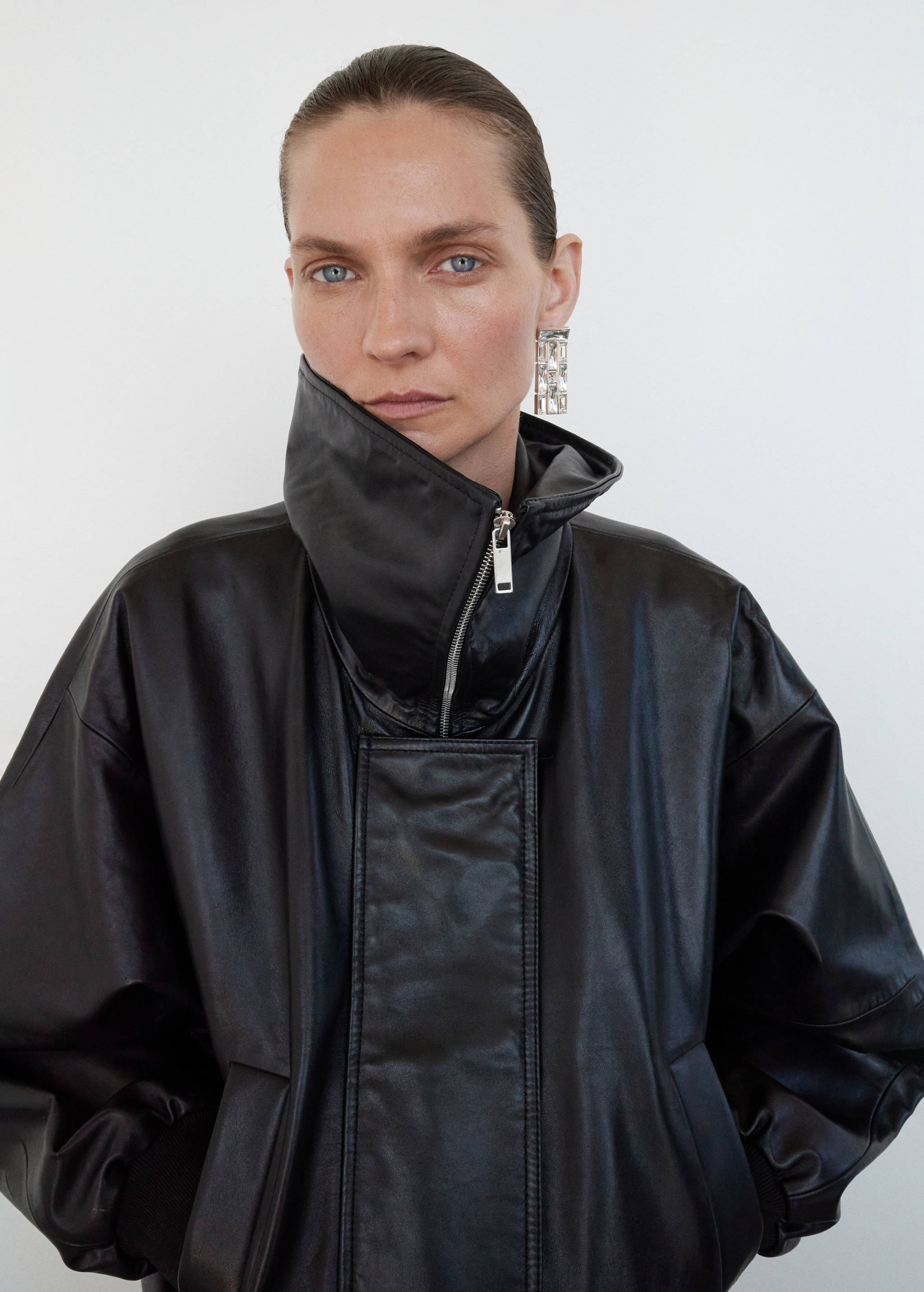 Veste 100 % cuir avec col revers - Détail de l'article 2