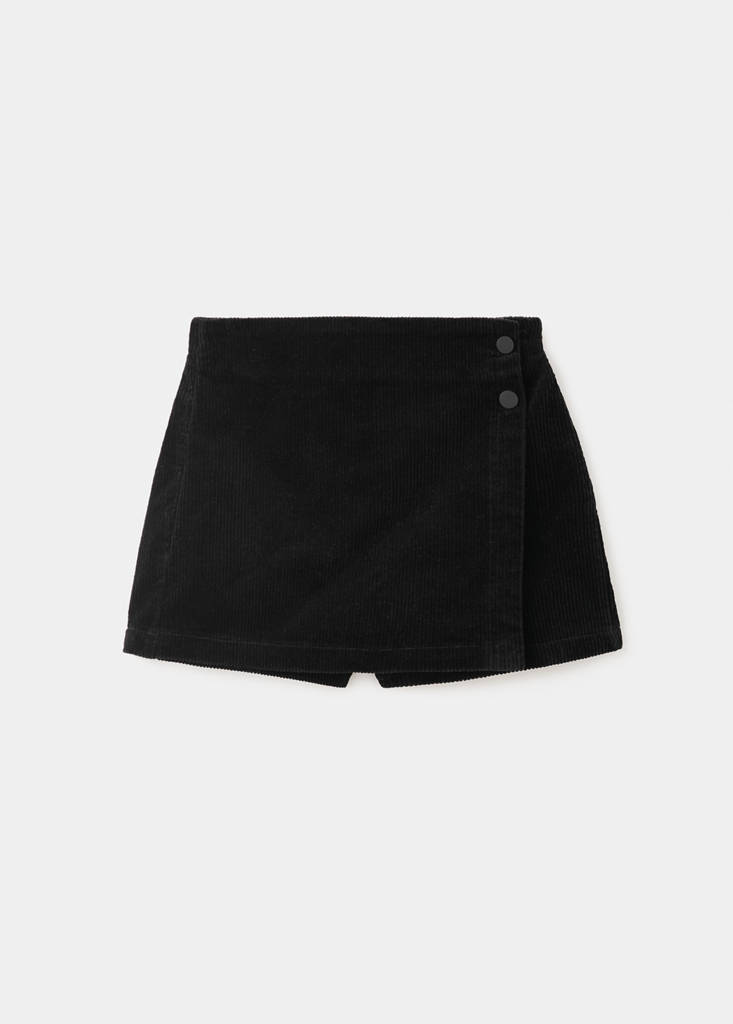 MANGO KIDS - Jupe short velours côtelé noir - 11-12 ans - Fille