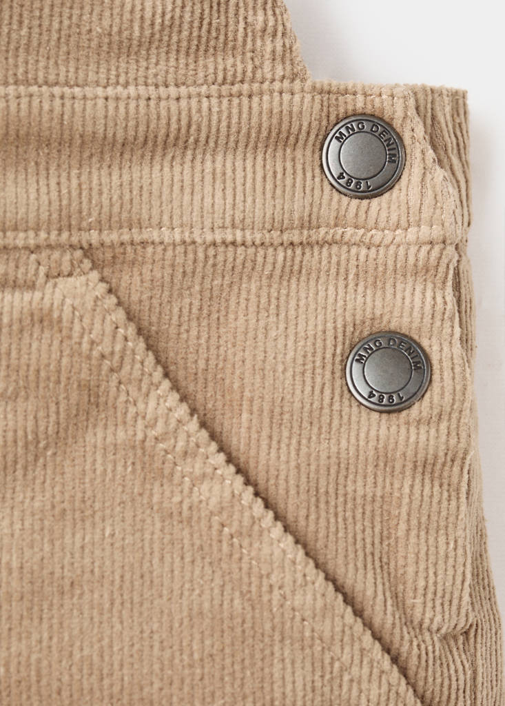 Long corduroy dungarees — Medium Brown