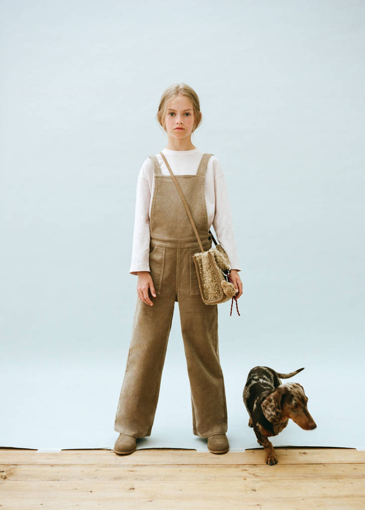 Long corduroy dungarees — Medium Brown