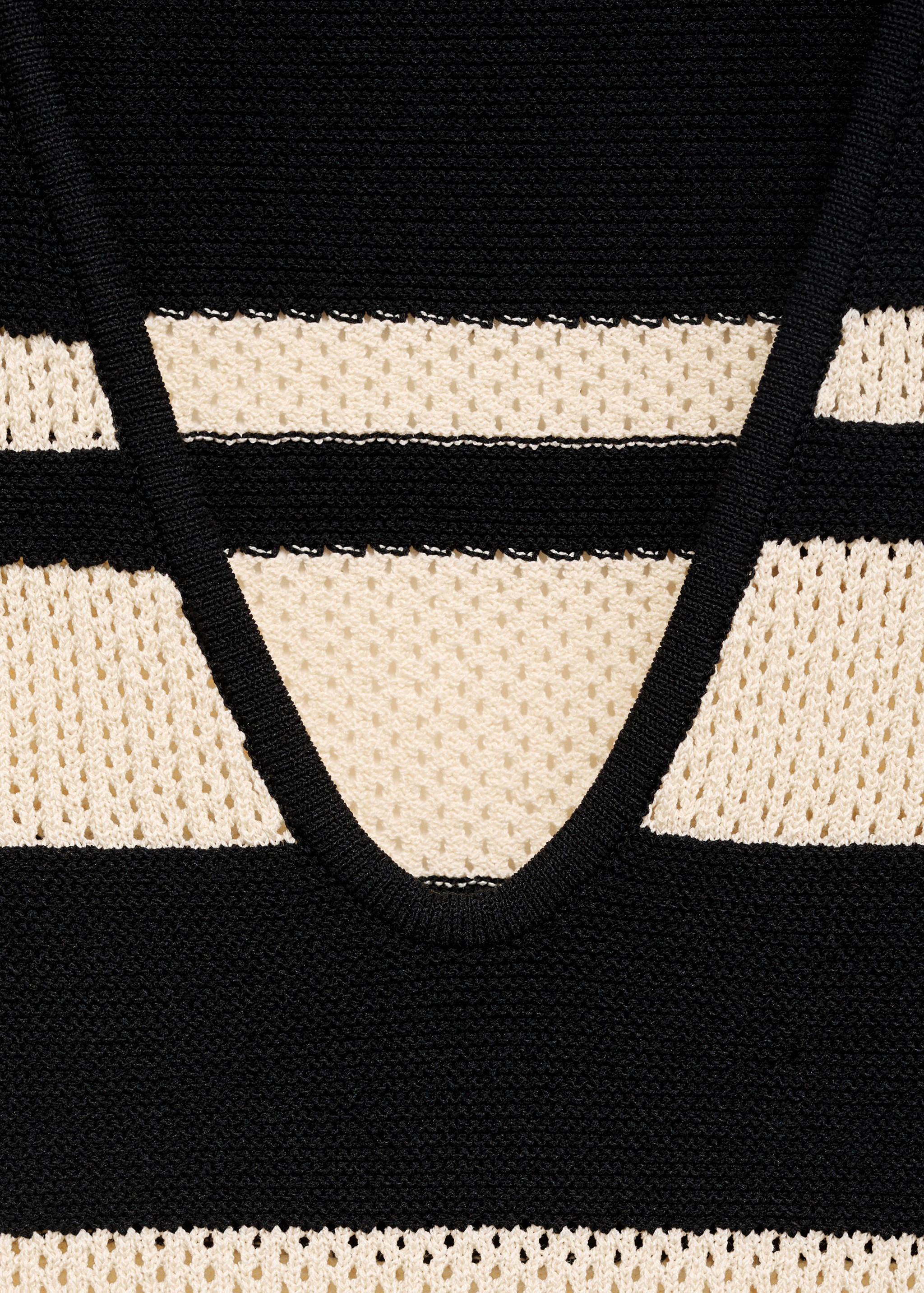 条纹V领针织衫 - null