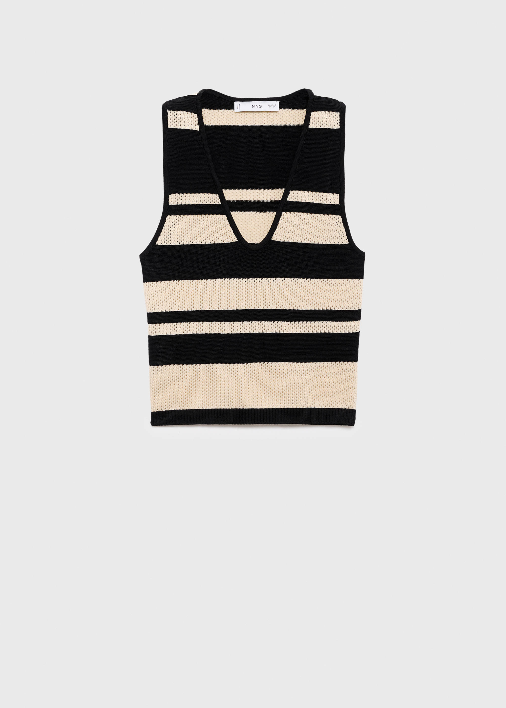 Knitted V-neck top with stripes - Article without model