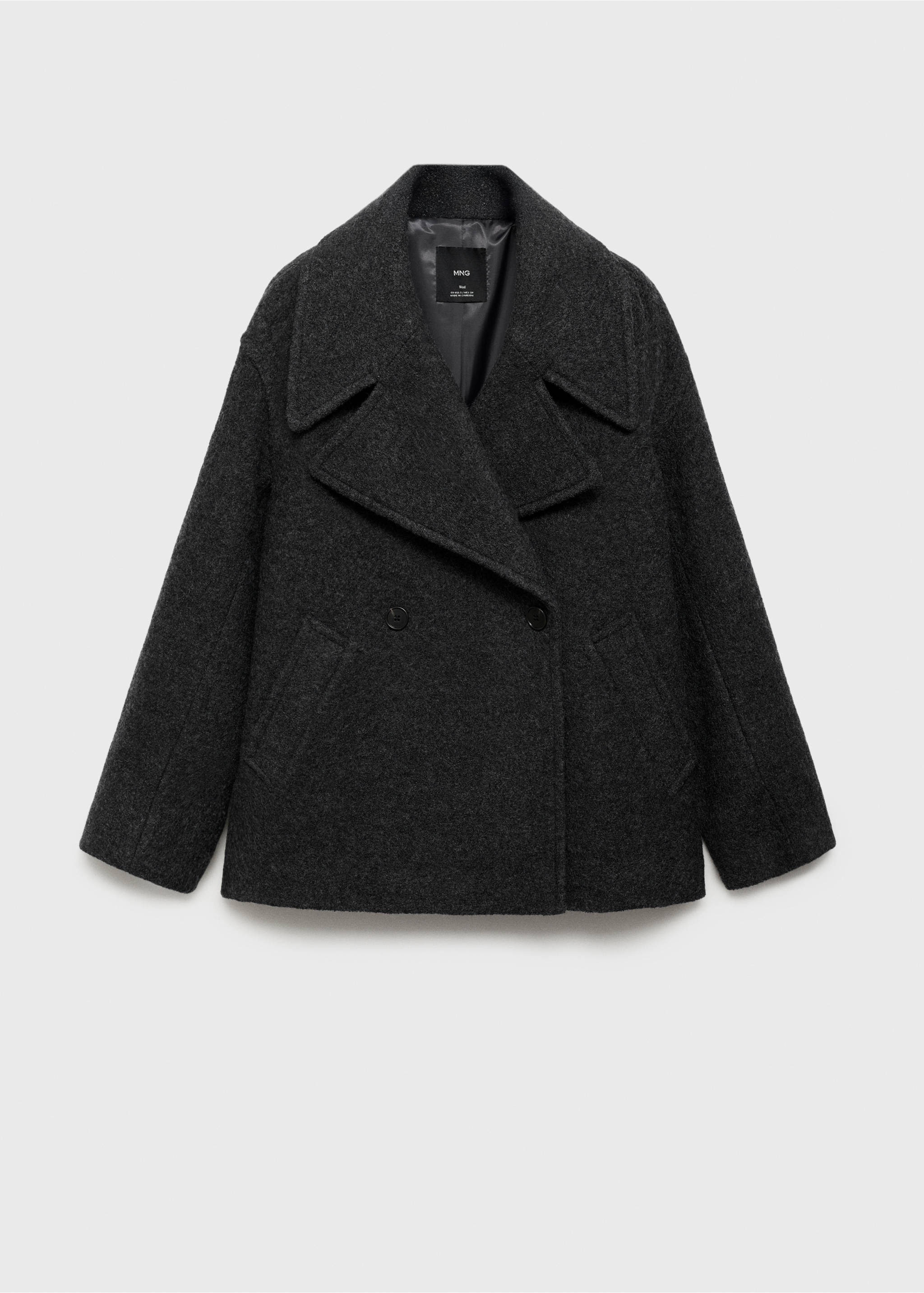 Oversized wool coat with maxi lapels - Article without model, Grey. Ref: 17096734-00.