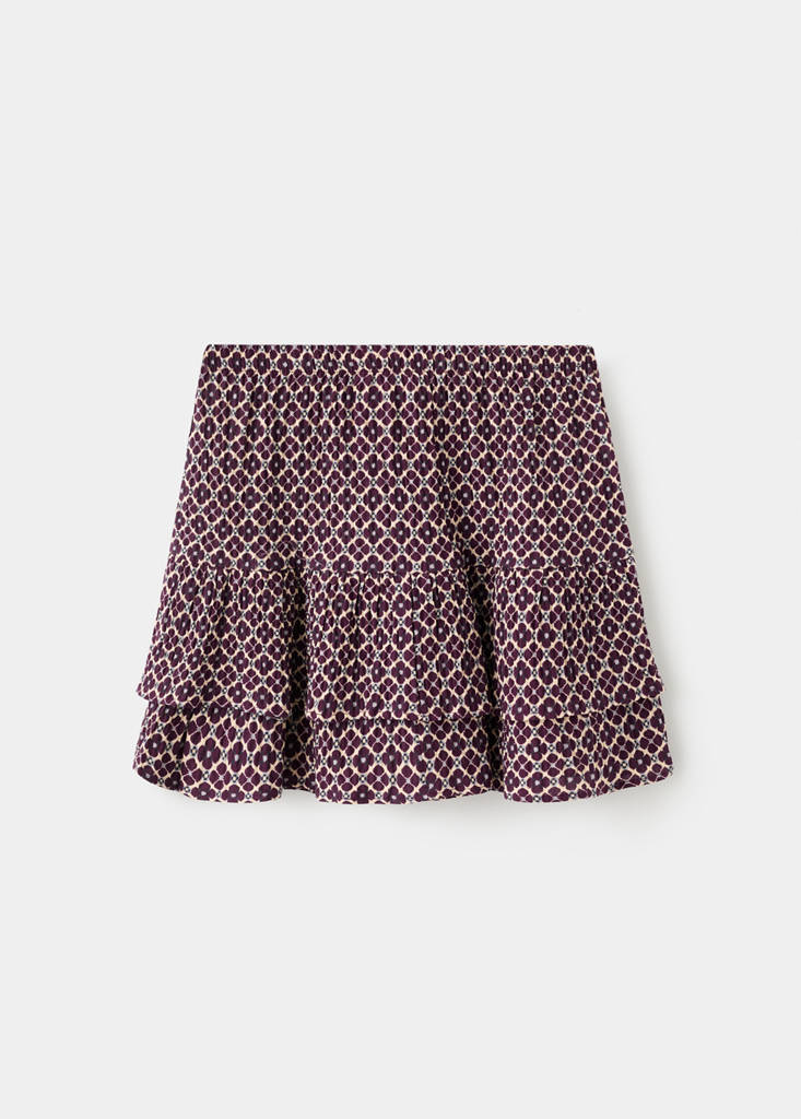 Ruffled short skirt — Burgundy
