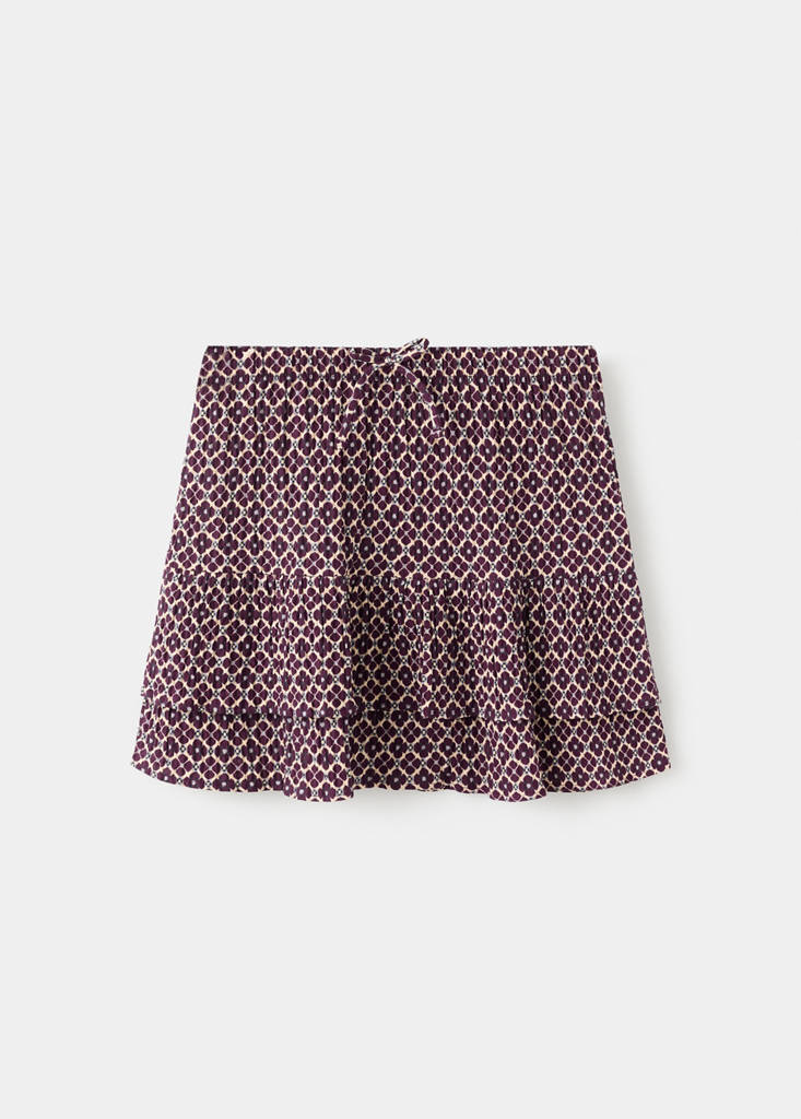 Ruffled short skirt — Burgundy