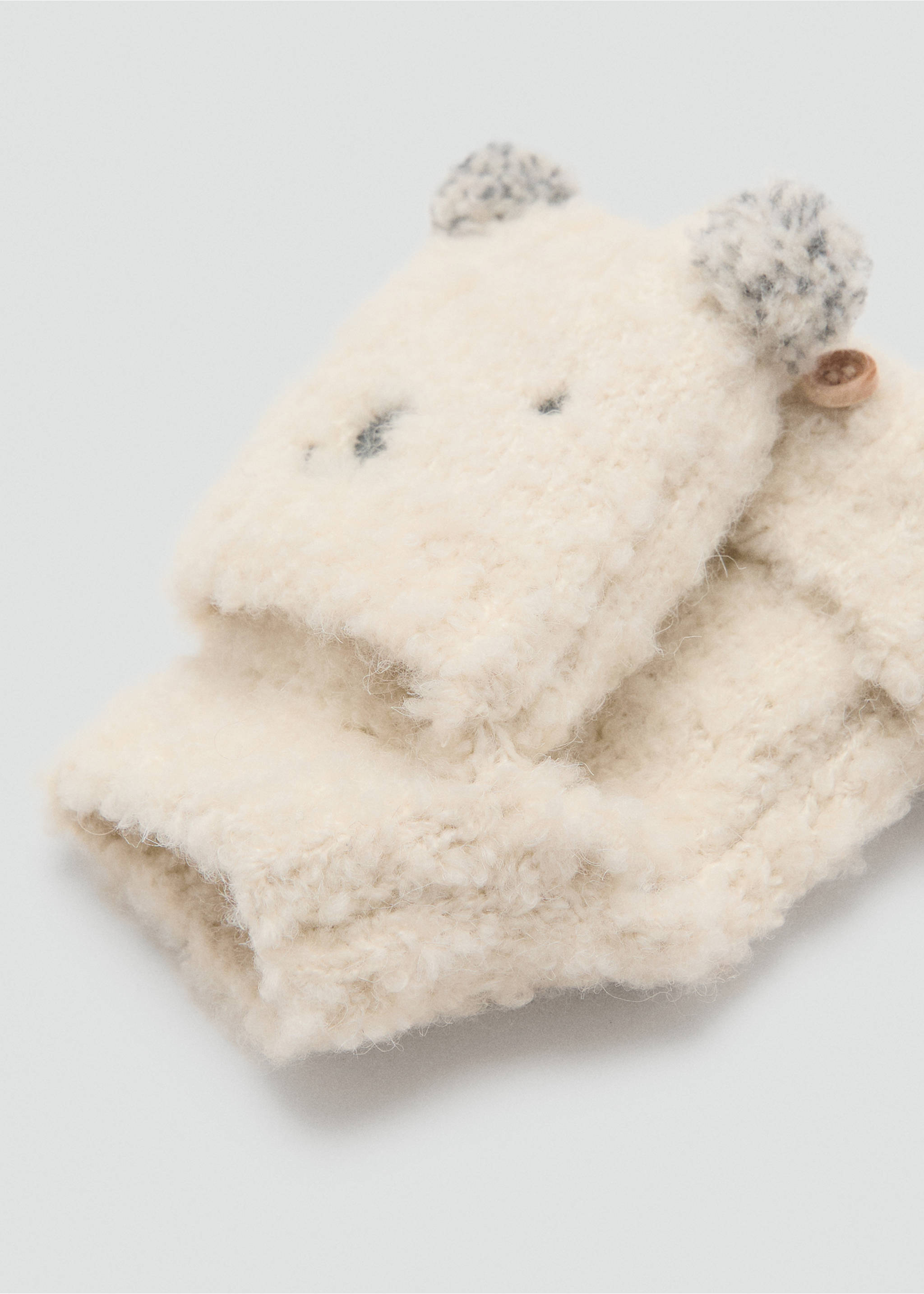 Bear knitted gloves - Medium plane, Ecru. Ref: 17096740-00.