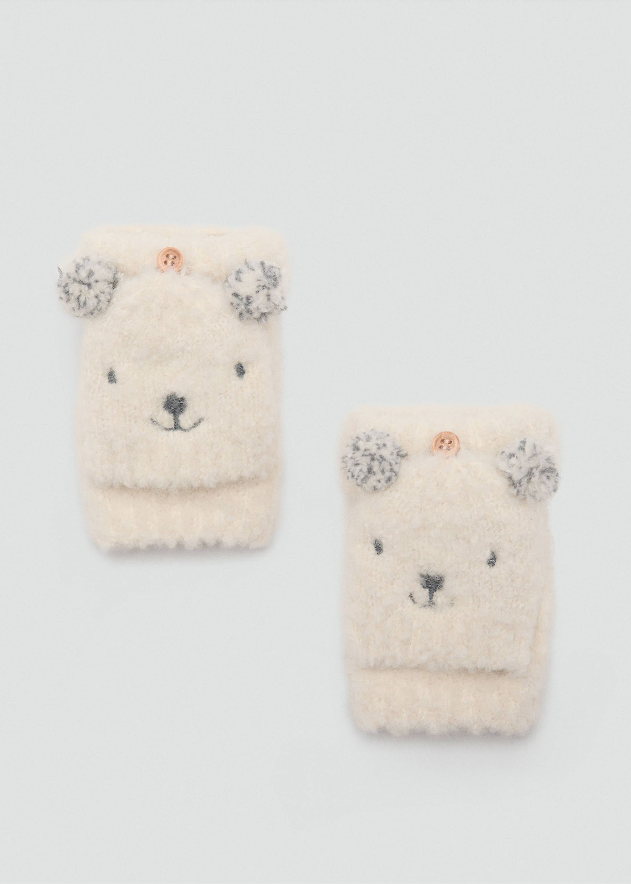 Bear knitted gloves - Article without model, Ecru. Ref: 17096740-00.