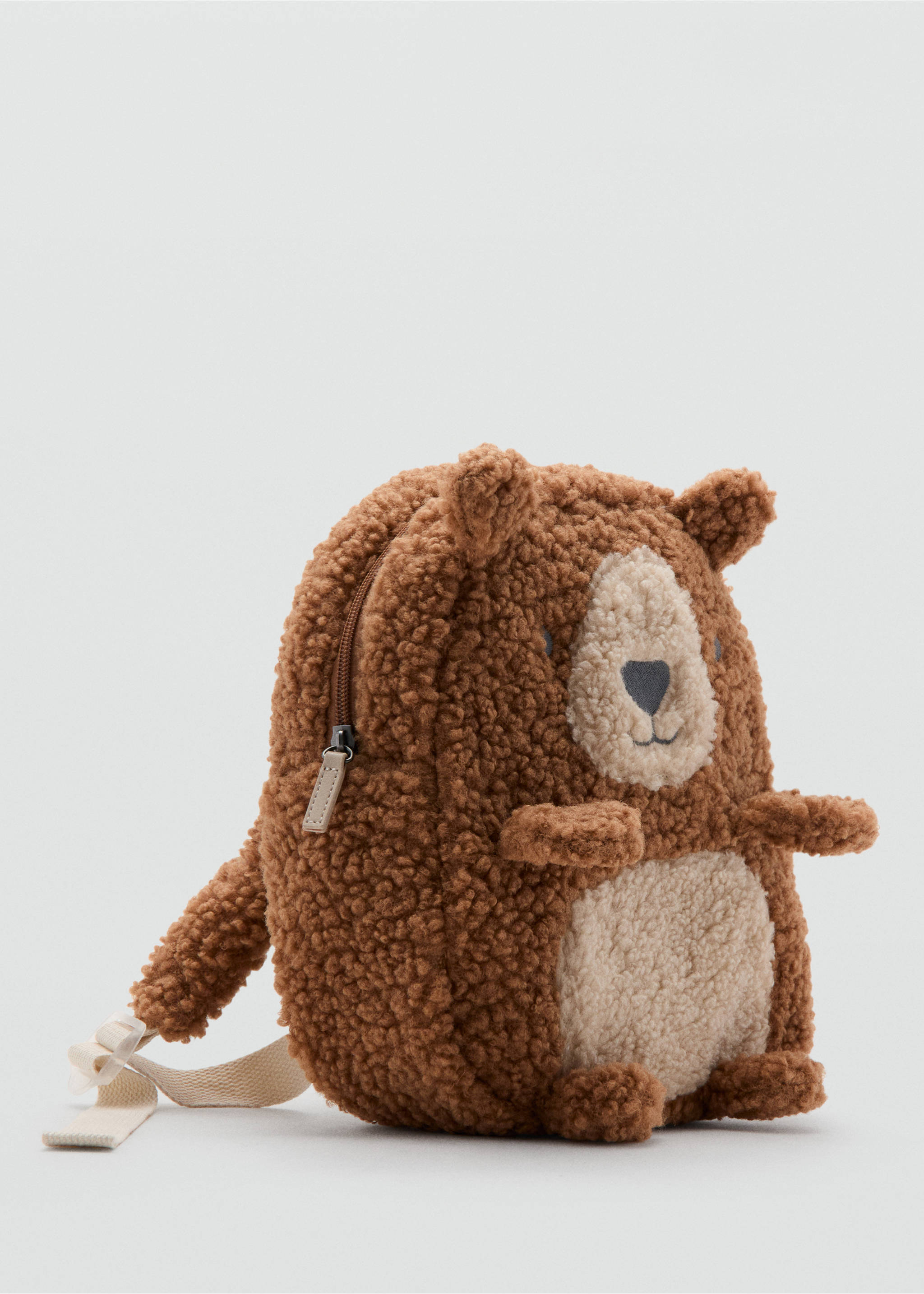 Teddy bear sherpa backpack - Medium plane, Medium Brown. Ref: 17096741-00.