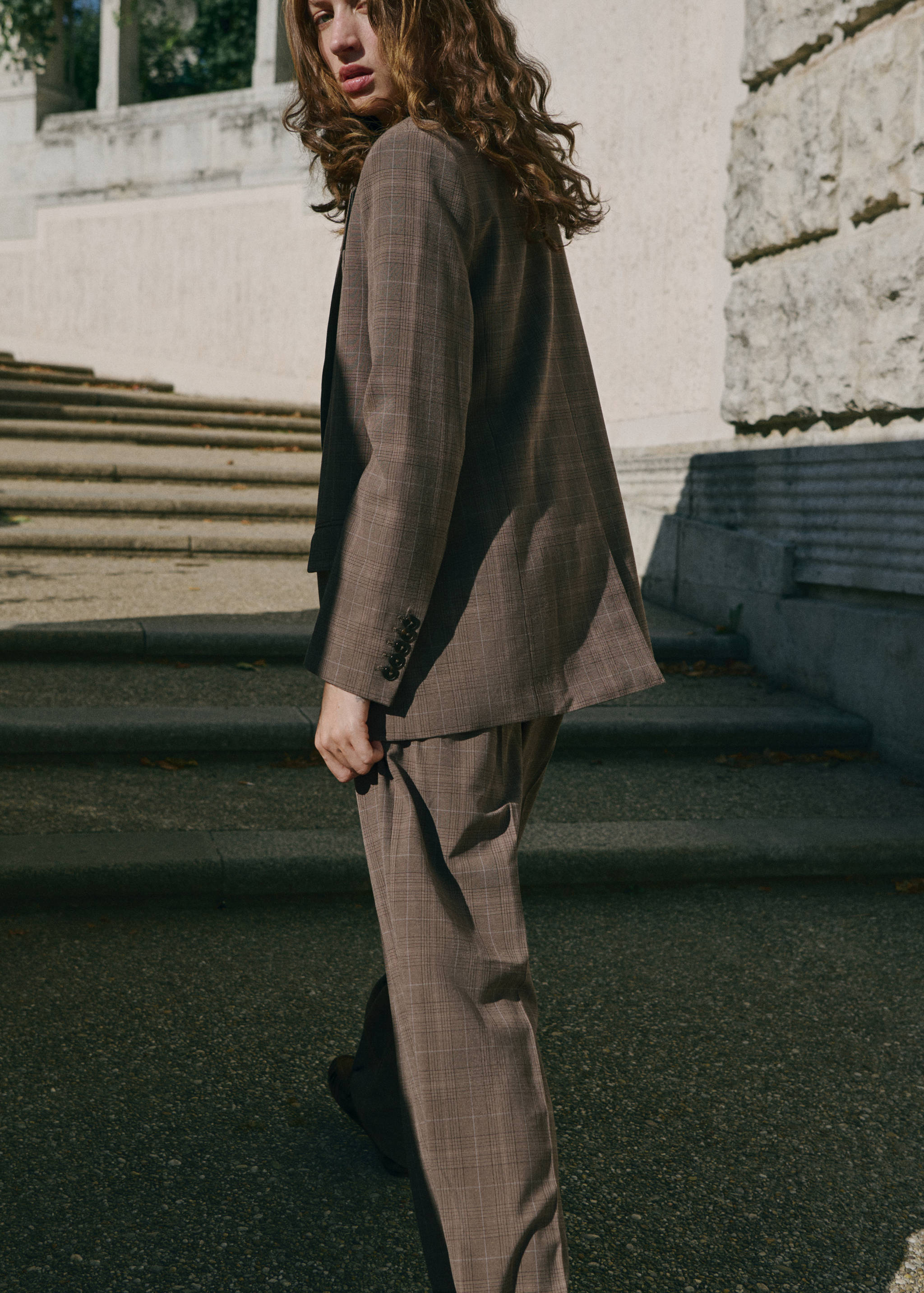 Wide leg check suit trousers - Reverse of the article