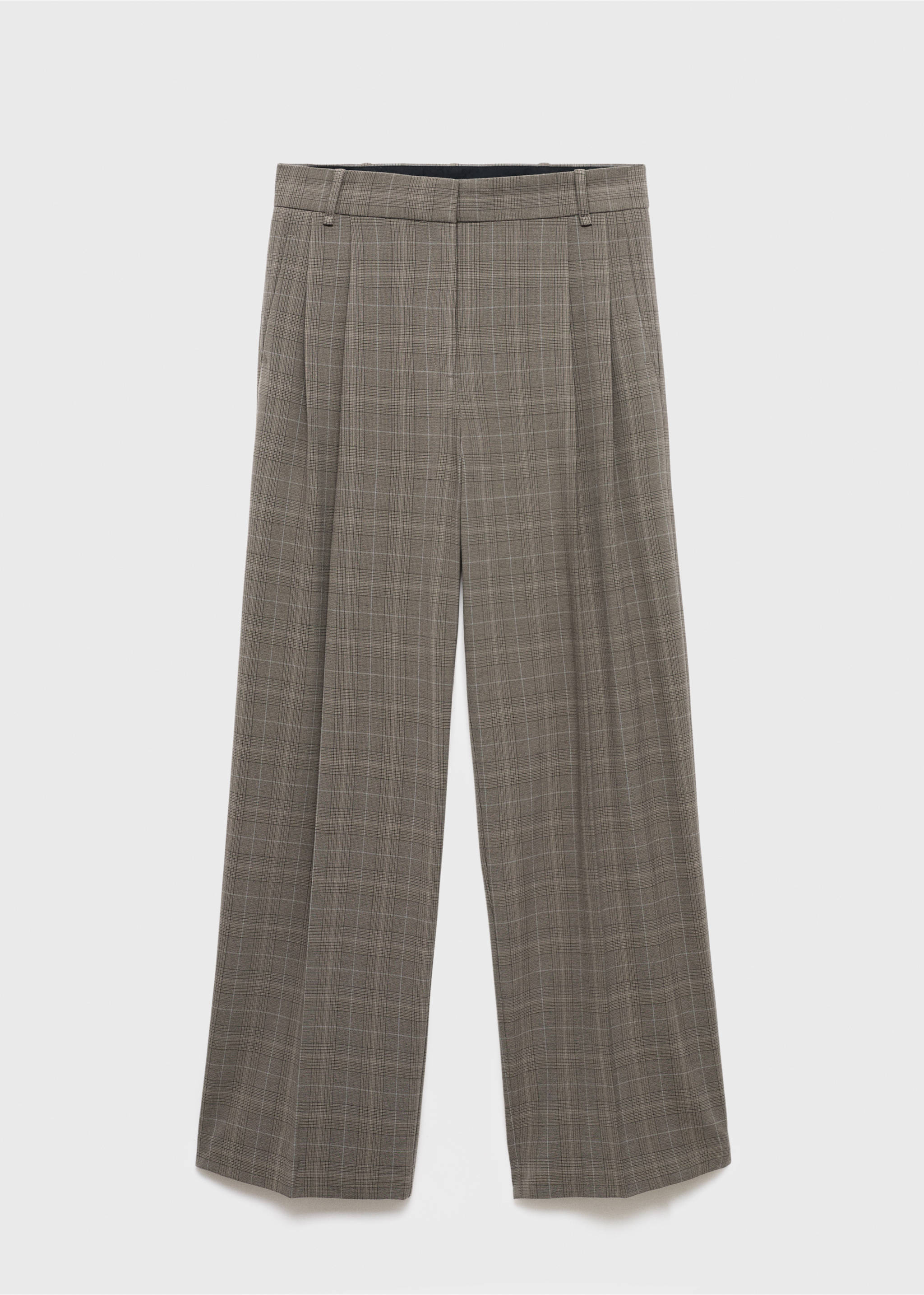 Wide leg check suit trousers - Article without model, Medium Brown. Ref: 17096742-00.