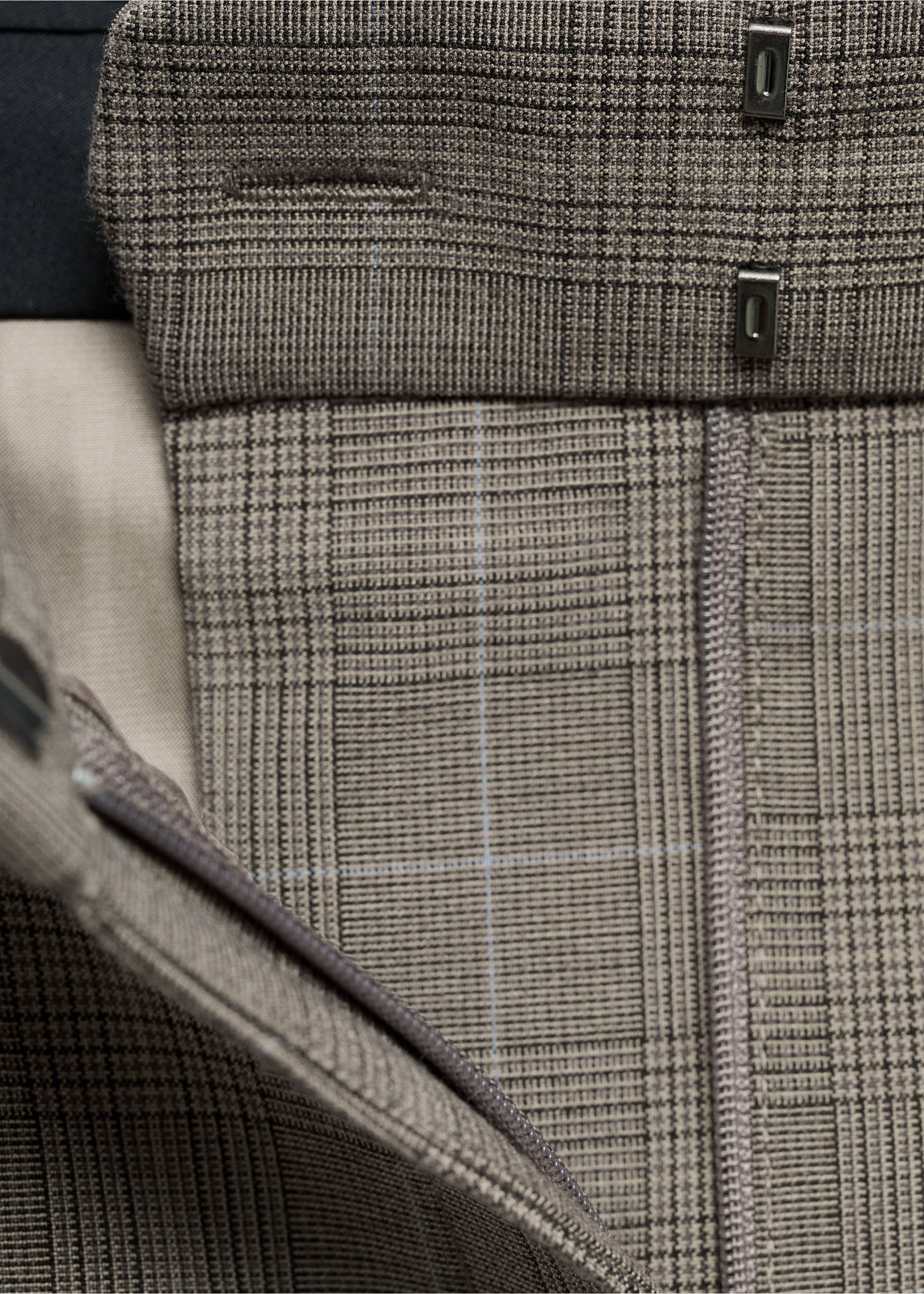 Wide leg check suit trousers - Details of the article 8, Medium Brown. Ref: 17096742-00.