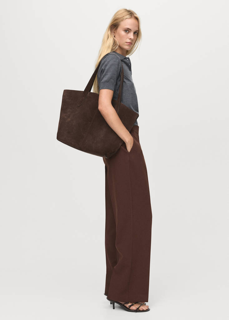 High-waist straight trousers — Chocolate