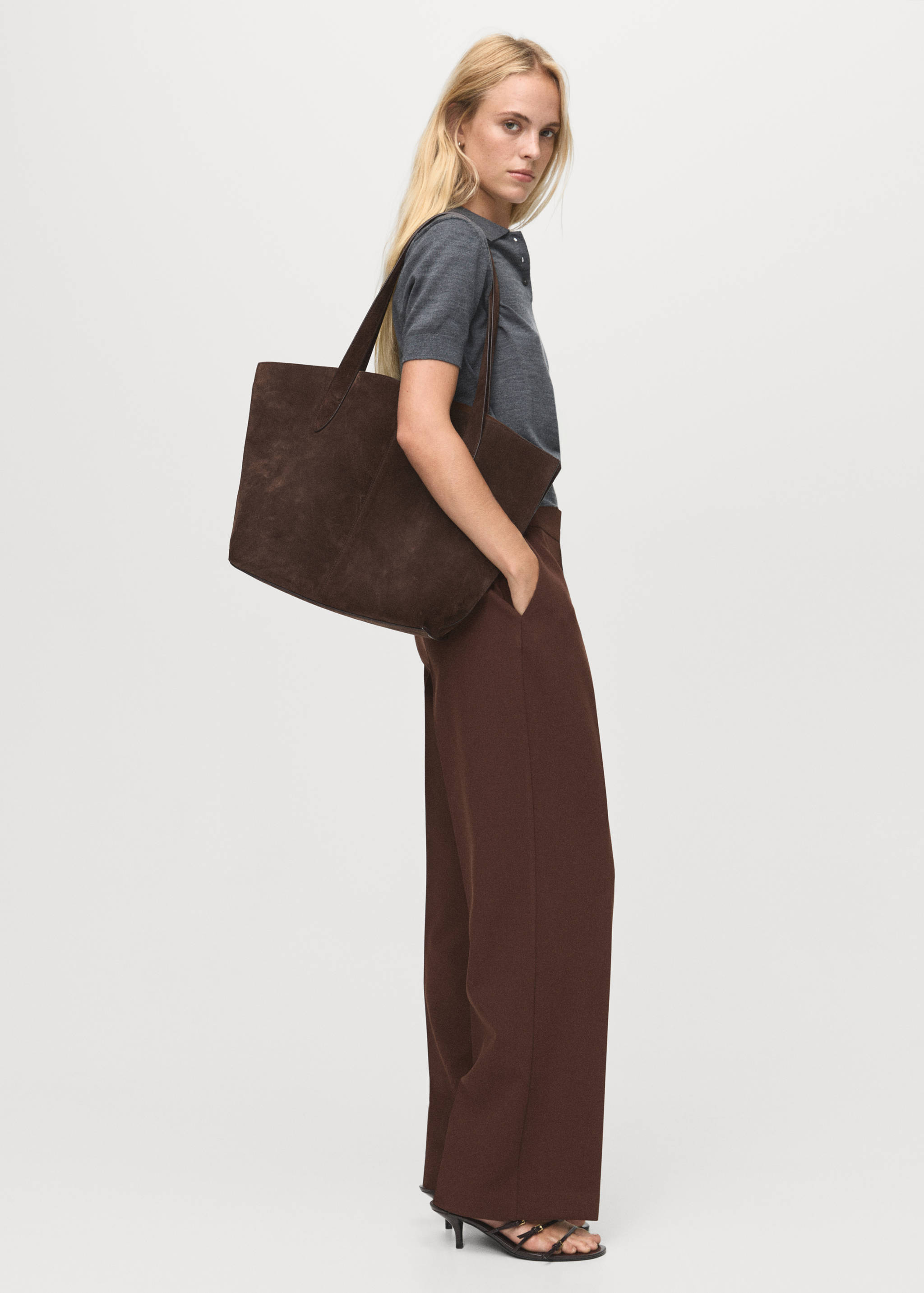 سروال مستقيم عالي الخصر - رؤية عامة