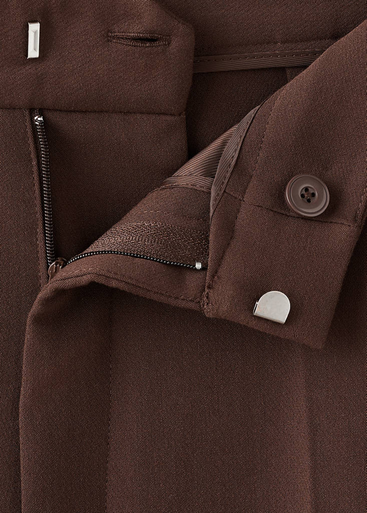 High-waist straight trousers — Chocolate