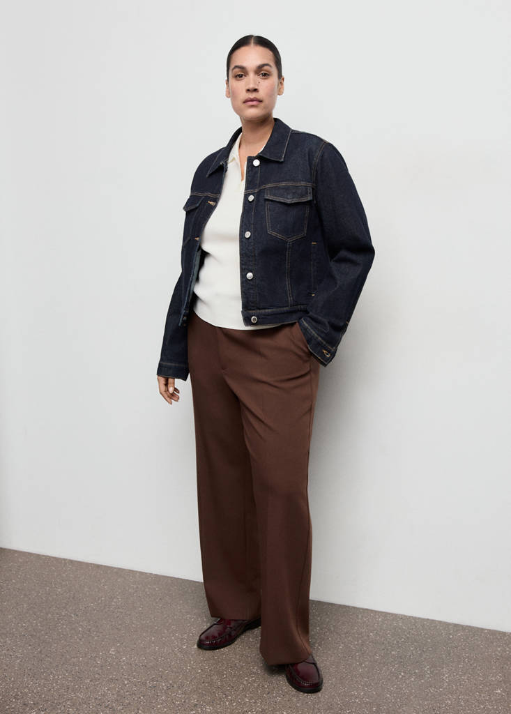 High-waist straight trousers — Chocolate