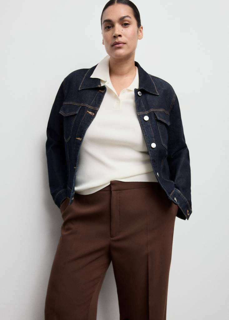 High-waist straight trousers — Chocolate