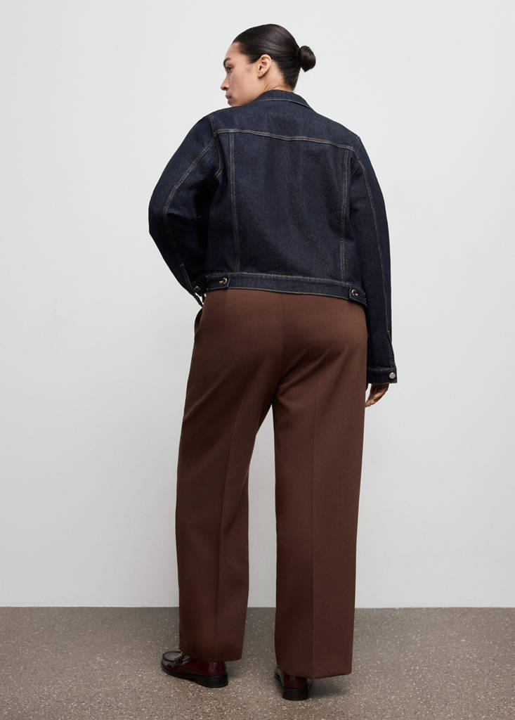 High-waist straight trousers — Chocolate
