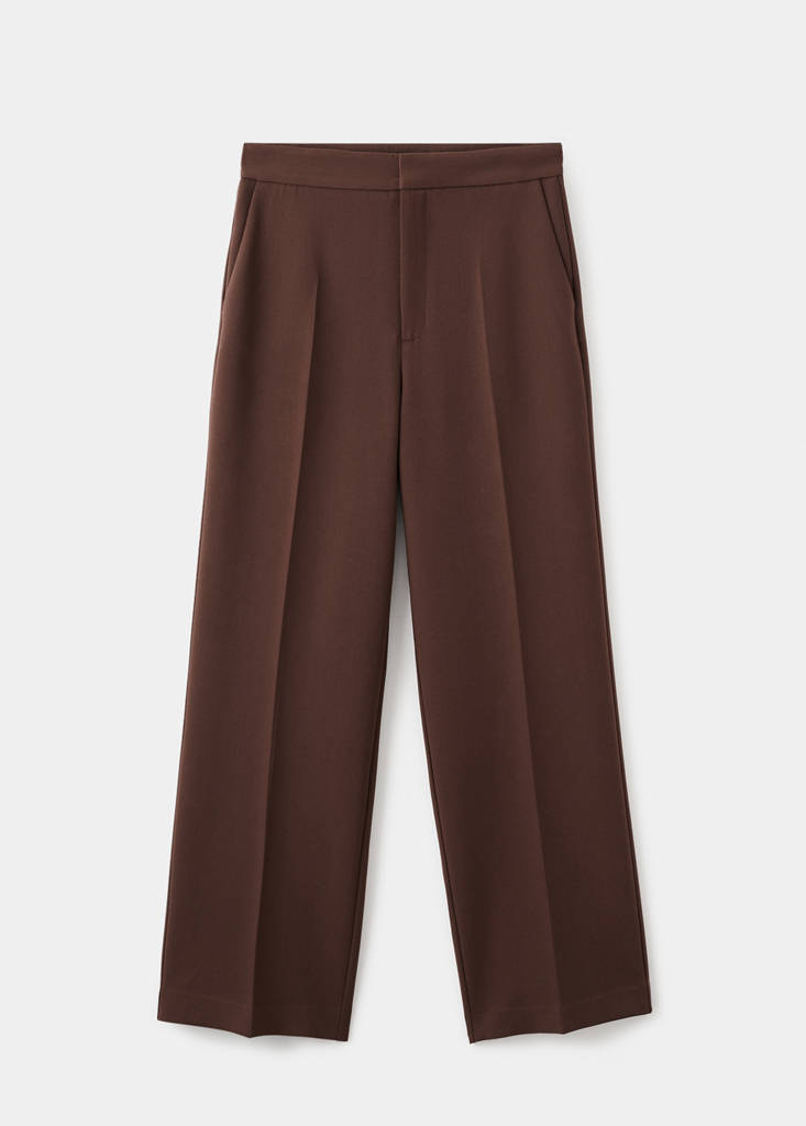High-waist straight trousers — Chocolate