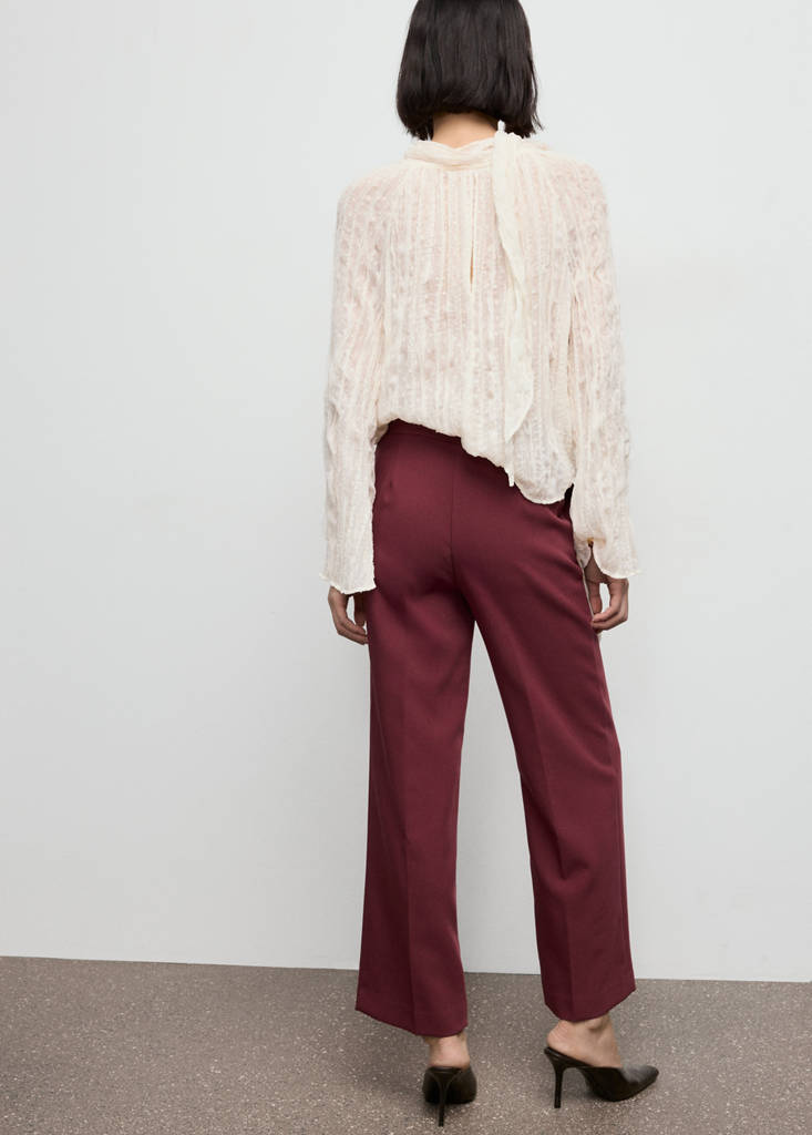 High-waist straight trousers — Maroon