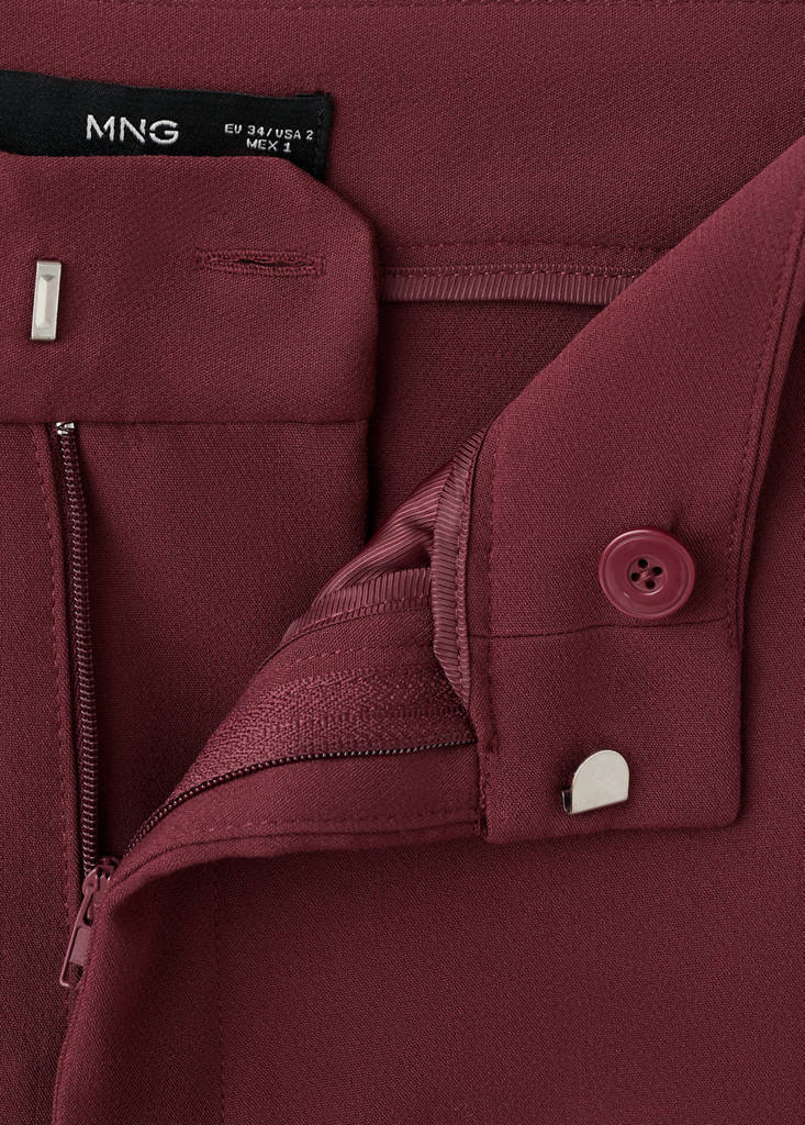High-waist straight trousers — Maroon