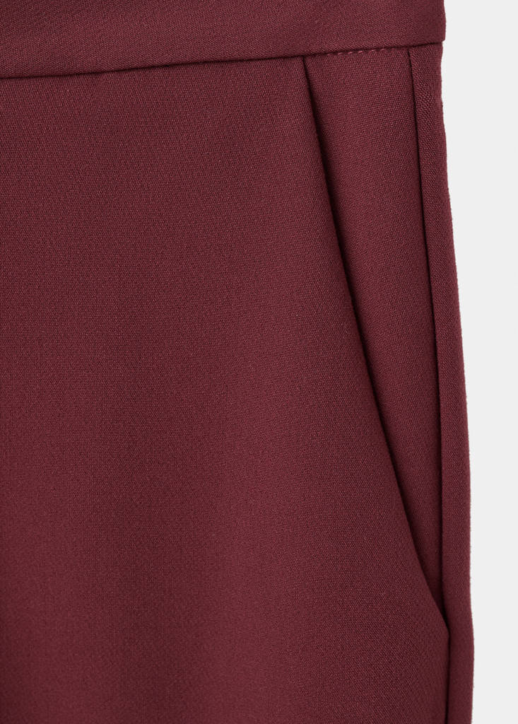 High-waist straight trousers — Maroon