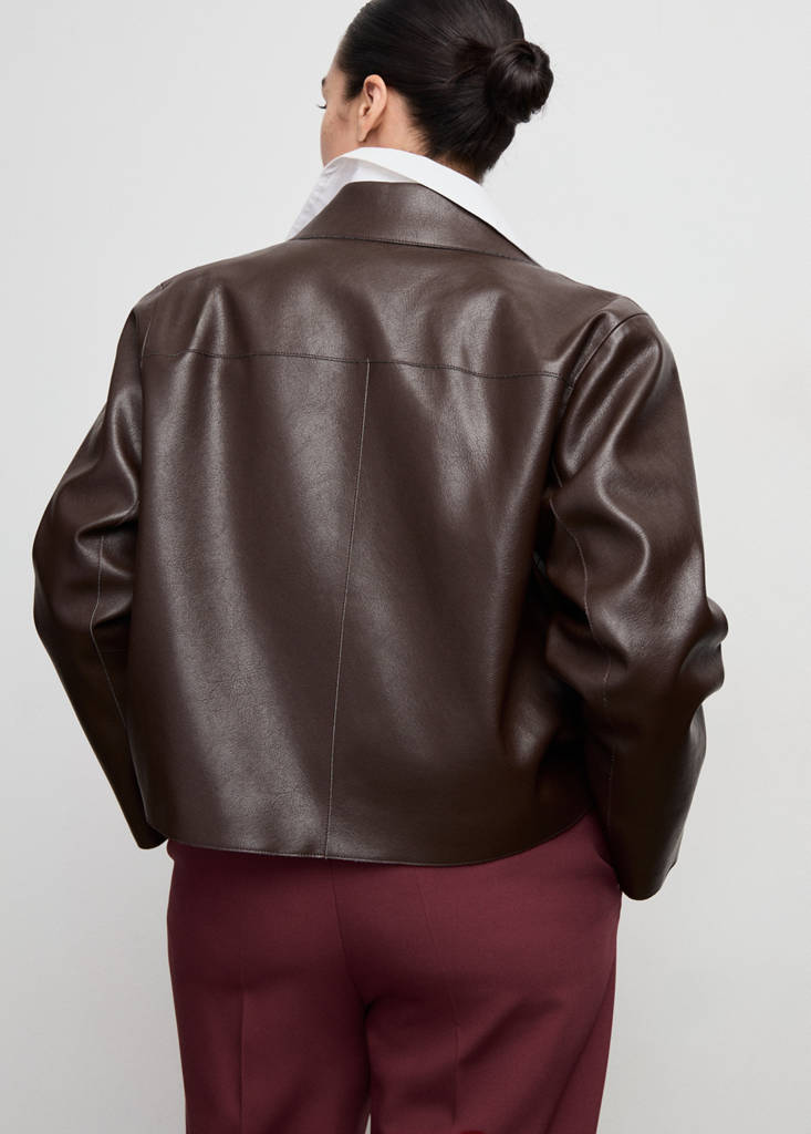 High-waist straight trousers — Maroon